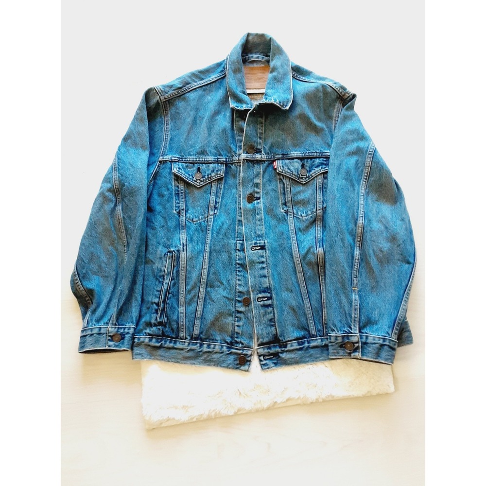 Levis Premium Trucker Jacket Mens XL Blue Denim Vintage Fit Retro Style